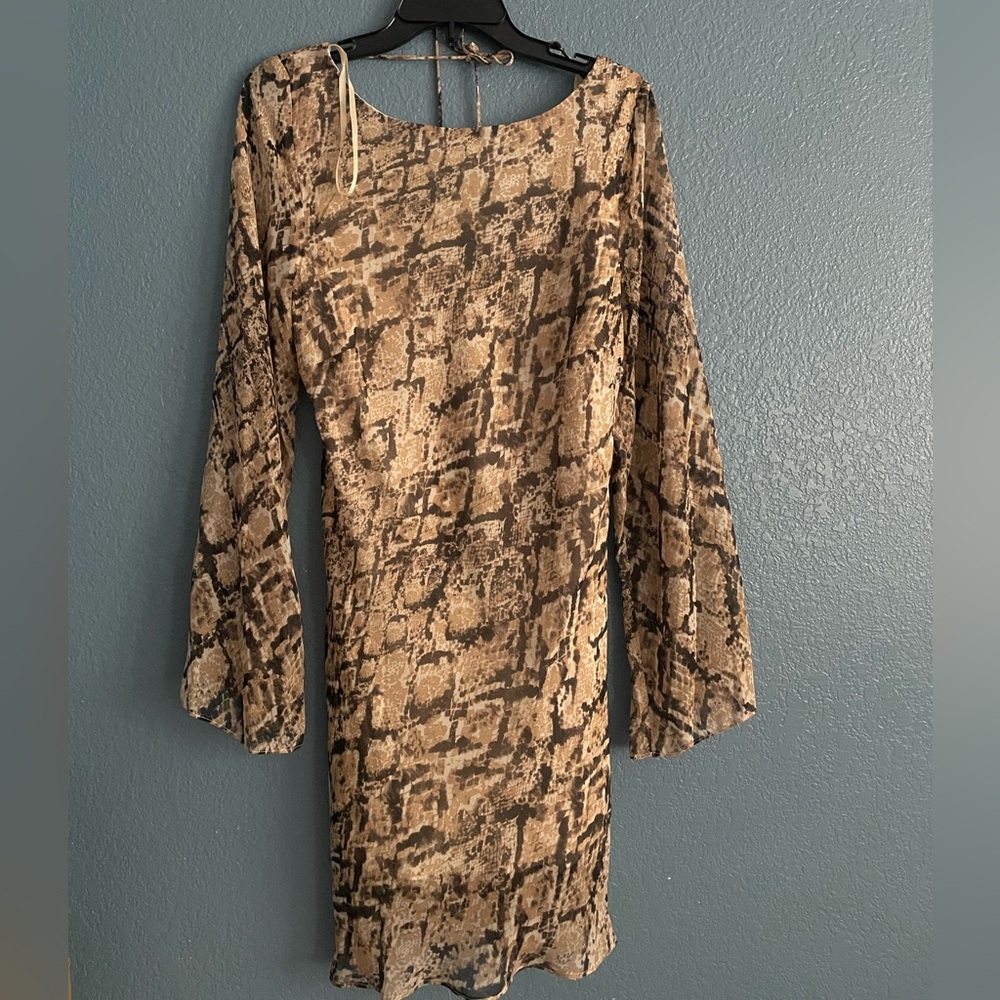 Long Sleeve Snake Print Dress